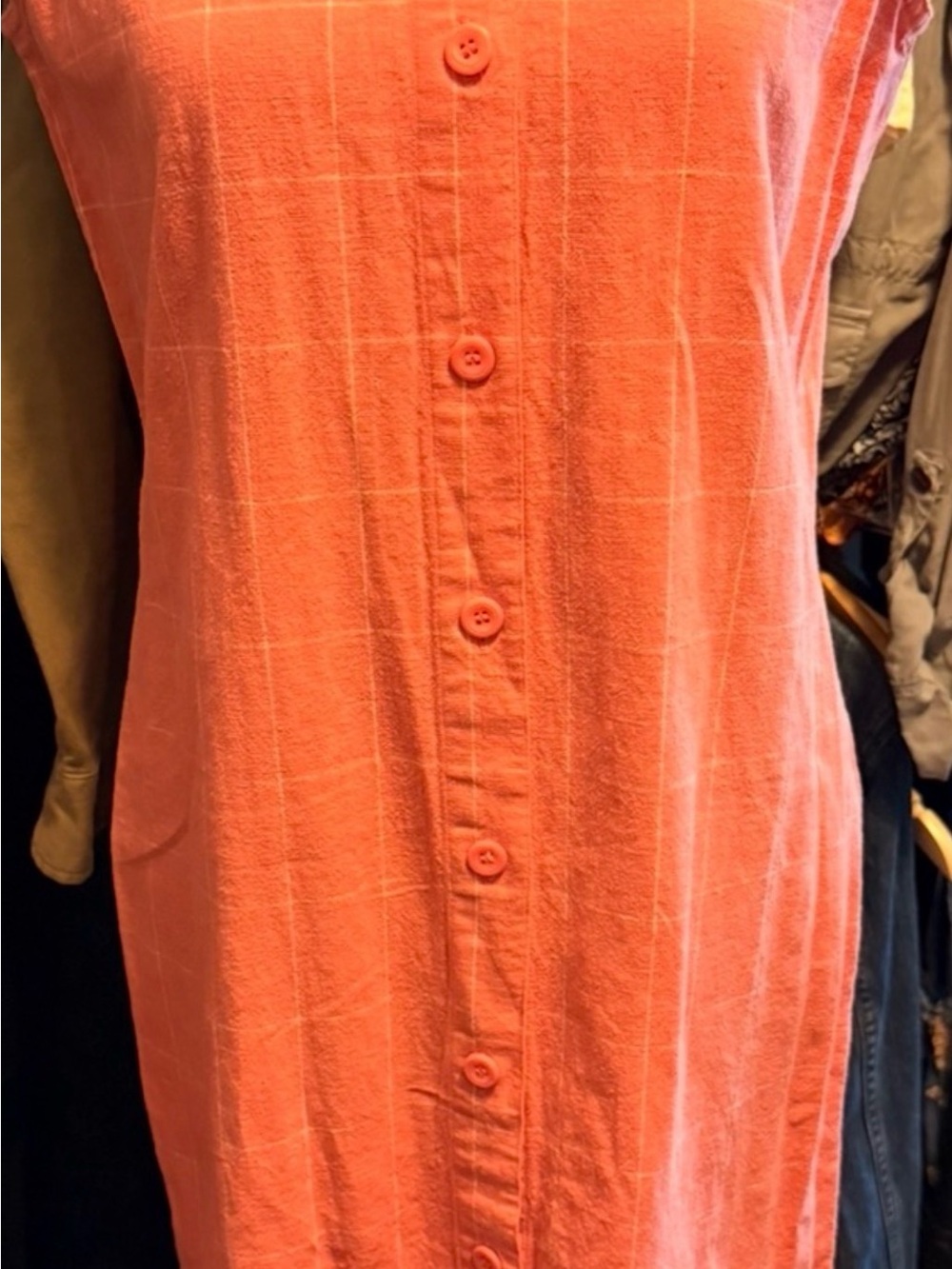 Vintage Blue J. Sleeveless Coral Midi Dress with Button-Front
